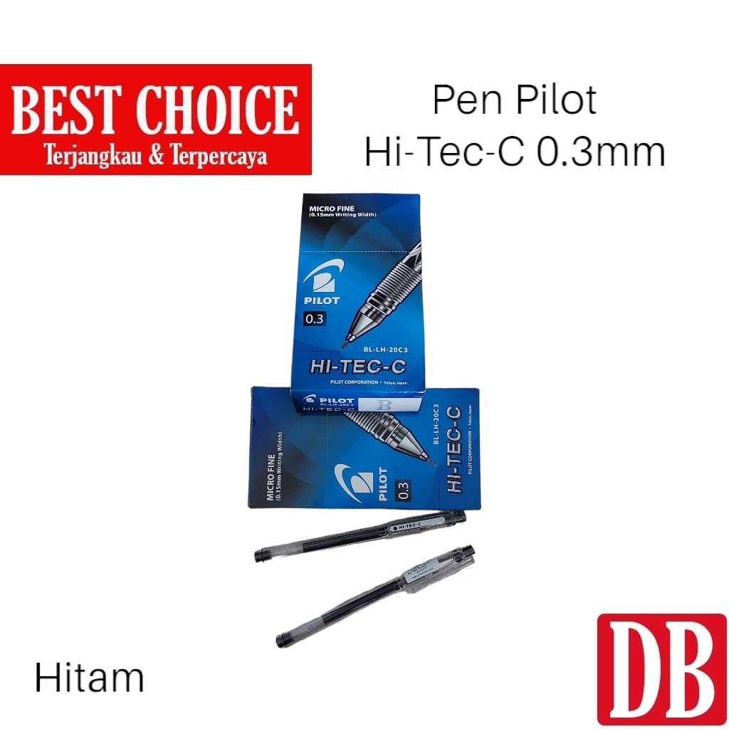 

Gel pen / Pulpen Hi-Tec-C Pilot 0.3 mm Hitam/Biru
