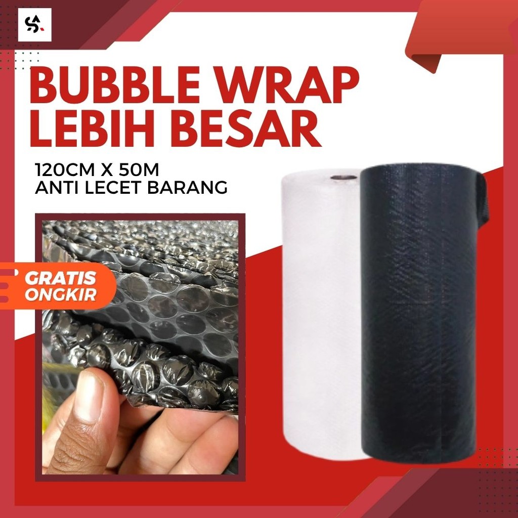 

Bubble Wrap Roll 120x50 meter bening/hitam 2kg Bubble Wrap tebal tanpa core kualitas baik premium