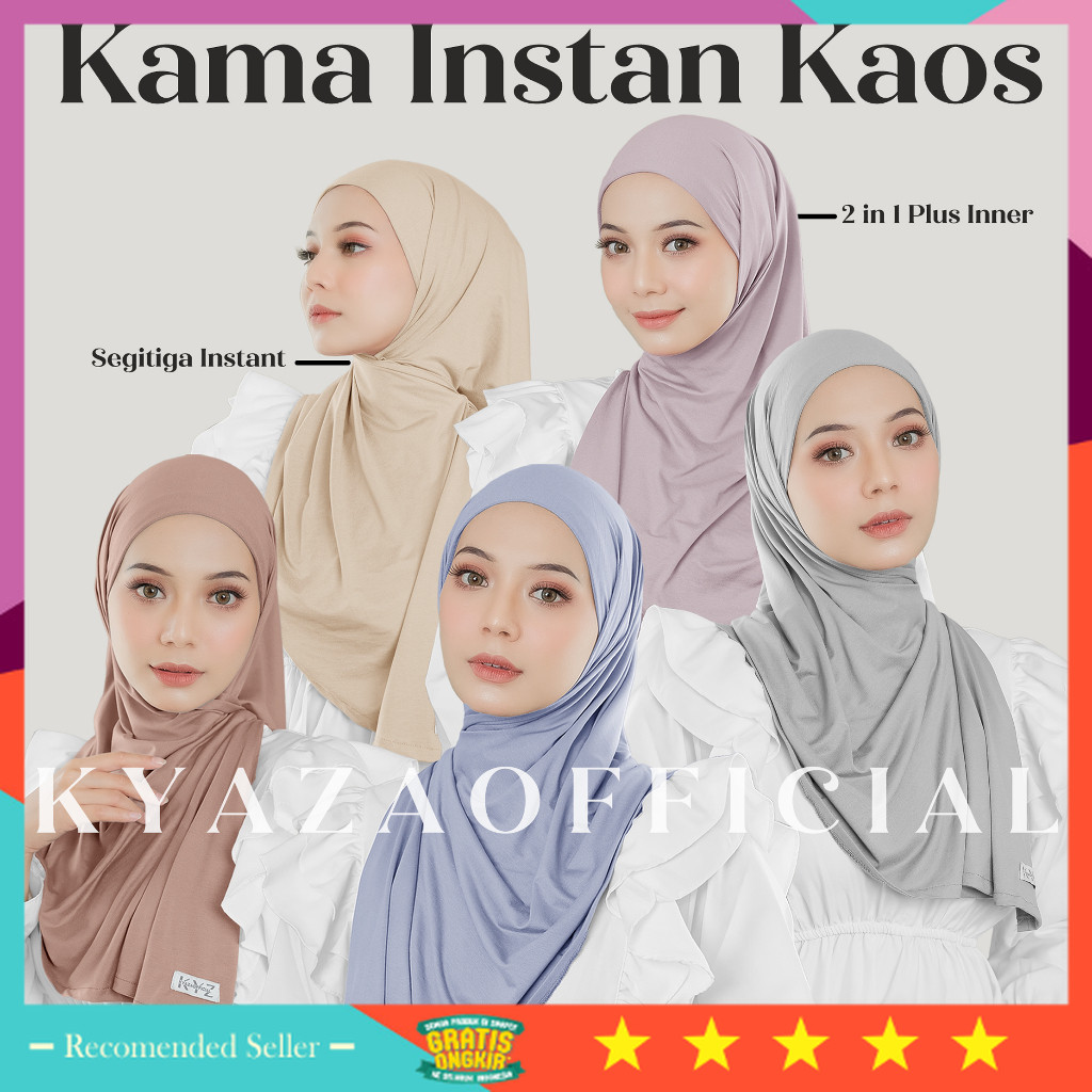 HIjab Murah Wanita Idul Fitri Kekinian Model Keren /  - Kama Instant Hijab Segitiga Bahan Kaos Rayon
