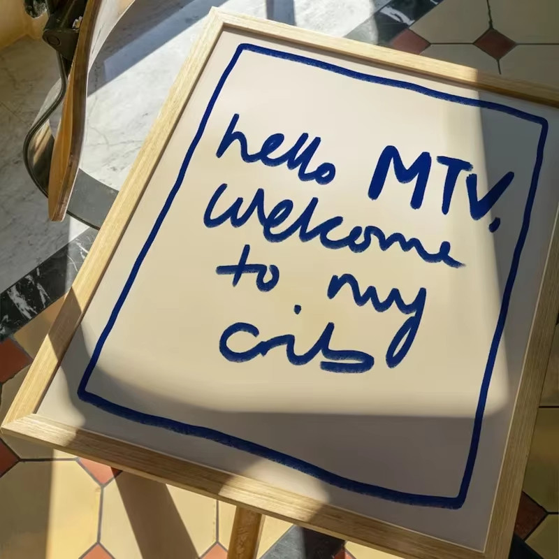 

Hello MTV, Welcome To My Cot Art Poster Hip Wall Hallway Wall Canvas Painting Blue Green Black Bedroom Decorative Wall Art