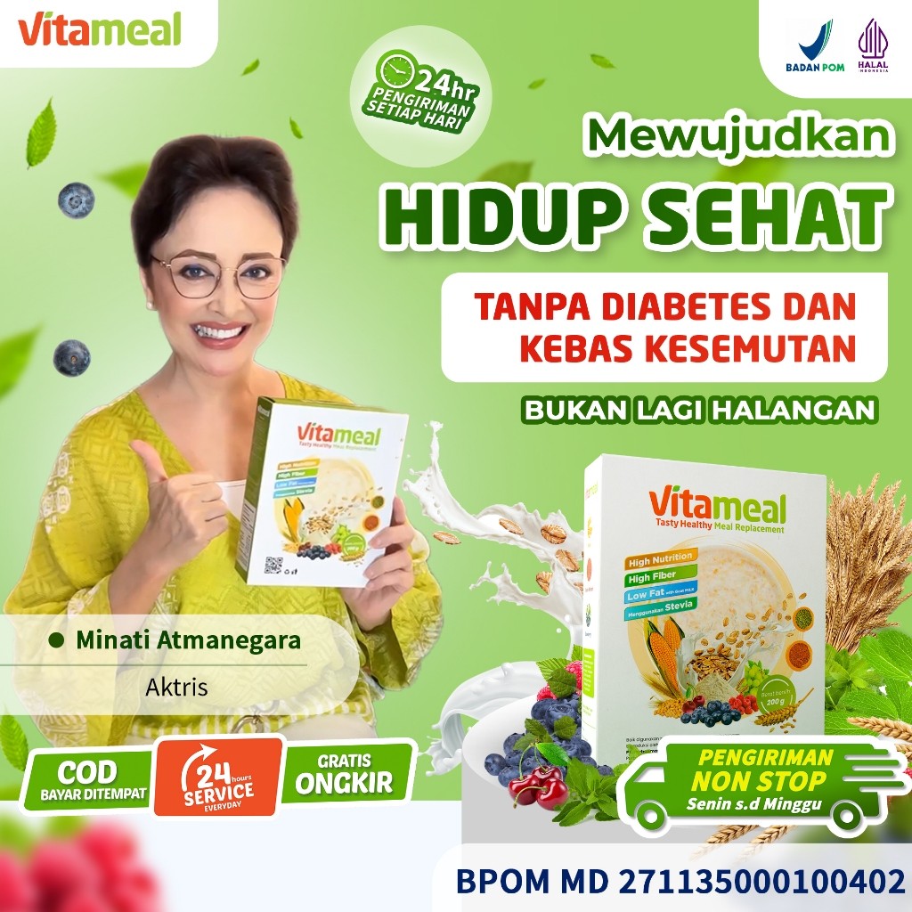 

New VITAMEAL 1 BOX Sereal Multigrain Sehat Pengganti Nasi Bantu Cegah Diabetes Turunkan Gula Darah Secara AlamiPremium