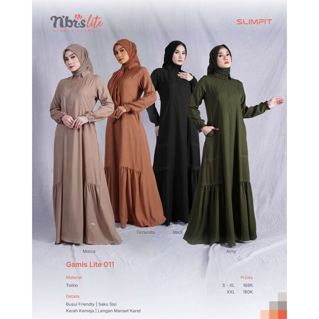 Gamis Lite 011 Gamis Simple Wanita Dewasa size s-xxl  by Nibras