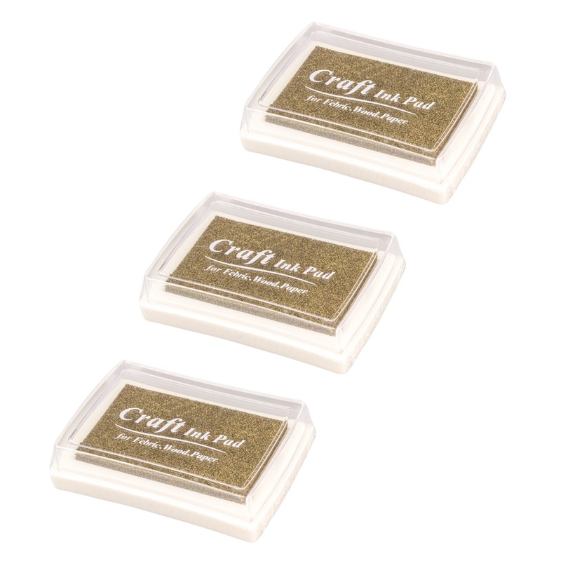 

3X Rubber Stamp Ink Pad Stamp Inkpad Ink Pad - Gold