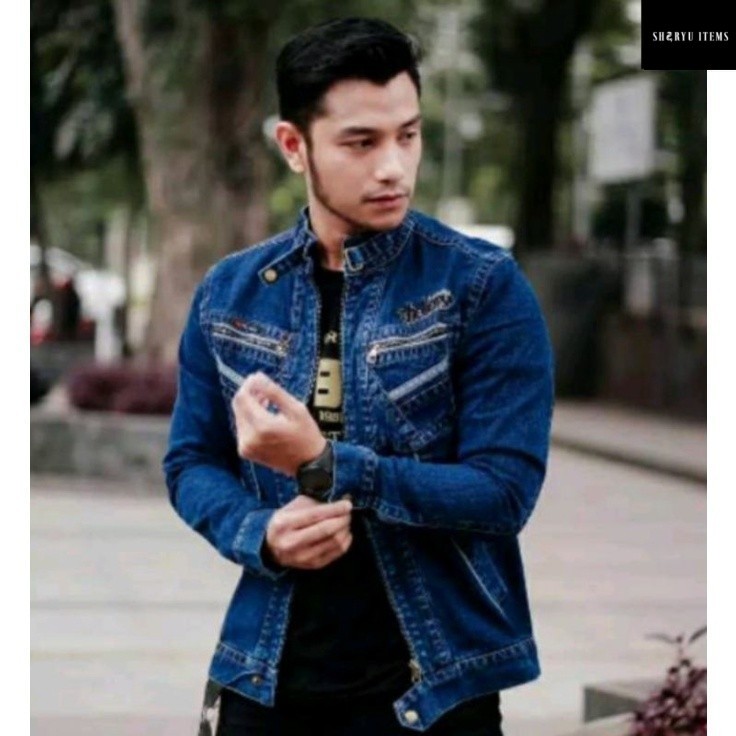 *promo*|| jaket jeans pria resleting ukuran L, XL,XXL,XXXL |  jaket denim zipper pria terbaru | jake
