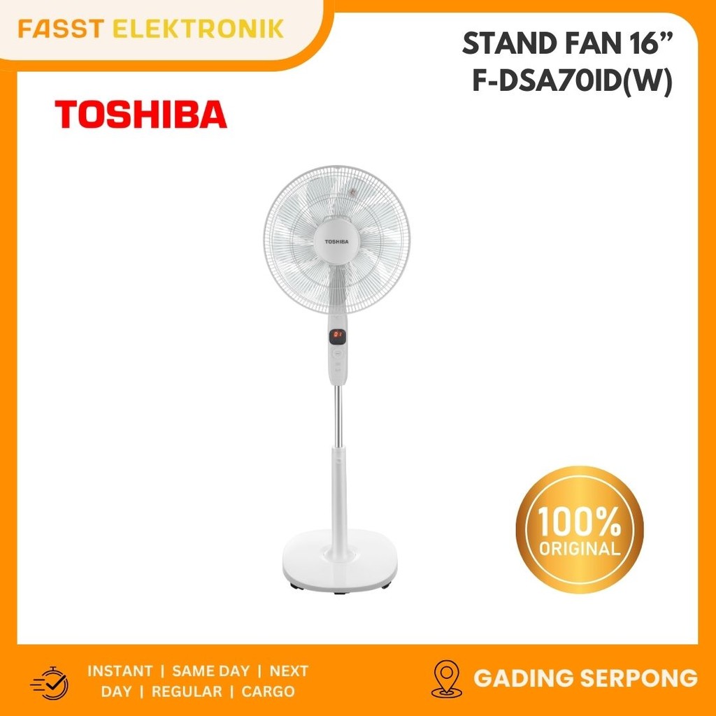 Kipas Angin Berdiri Toshiba F-DSA70ID(W) 16" Putih dengan Remote Control dan LED Display