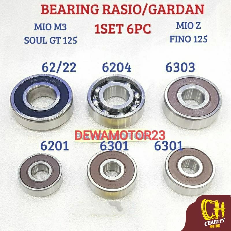 BEARING LAHER RASIO GARDAN 1 SET MIO M3 125 MIO SOUL GT 125 FINO F1 125 EXRIDE  FI 125 HIGH
