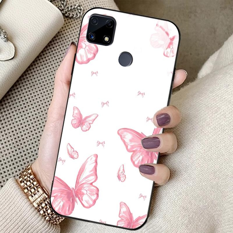 Kaca Glass Case For Realme C25 C25s C25Y C30 C30s C31 C33 2022 2023 C35 C53 C55 C67 4G Soft Case Del