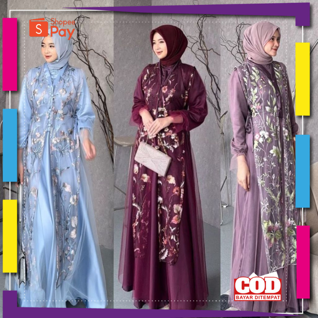 [PREMIUM ORIGINAL] JEMMA DRESS SET TILE GARDEN DRESS KONDANGAN BUSUI FRIENDLY NEW MOTIF GAMIS MEWAH 