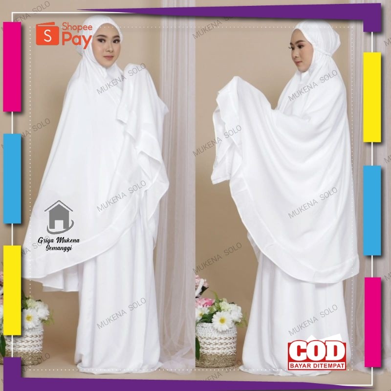 [PREMIUM ORIGINAL] MUKENA PUTIH KATUN RAYON DINGIN DEWASA || MUKENA PONDOK PESANTREN