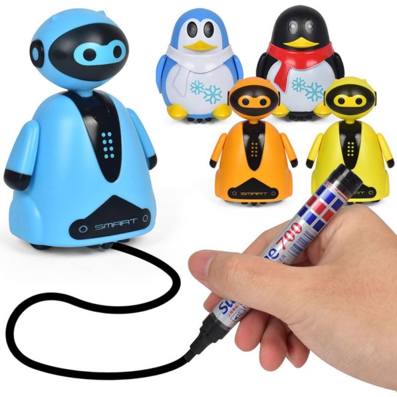 

Creative Induction Cute Robot Penguin Follow Your Magic Pen to Draw Any Line Robot Sketching Robot Children's Education Toy Gift