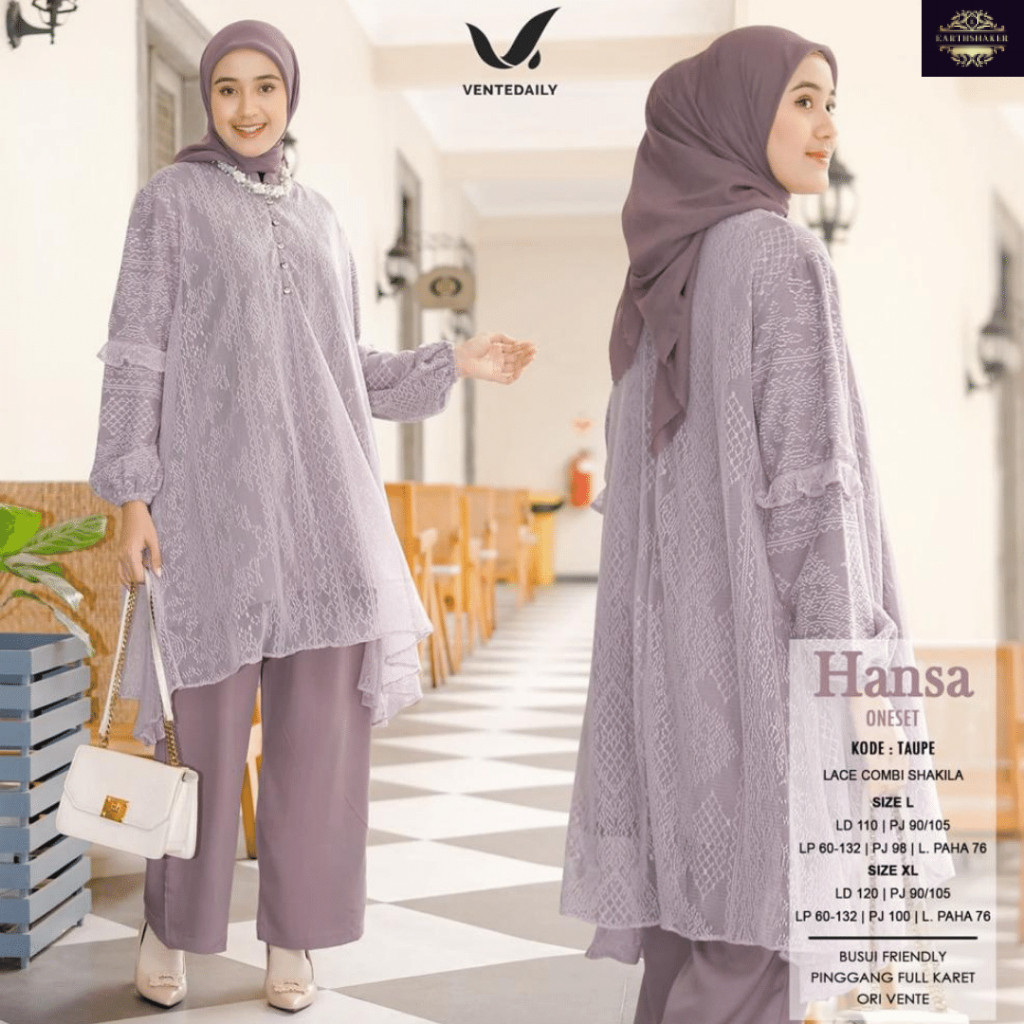 Vente Daily Setelan One Set Wanita Jumbo Kekinian Ootd Outfit Kondangan Ld 120 Hansa
