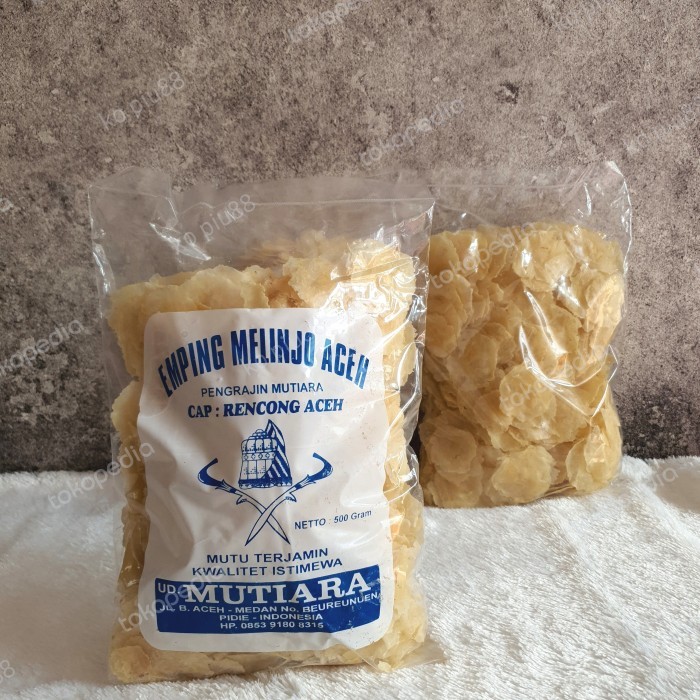 

Emping Melinjo Aceh Tipis Cap Dua Rencong Merek Adilla 500gram