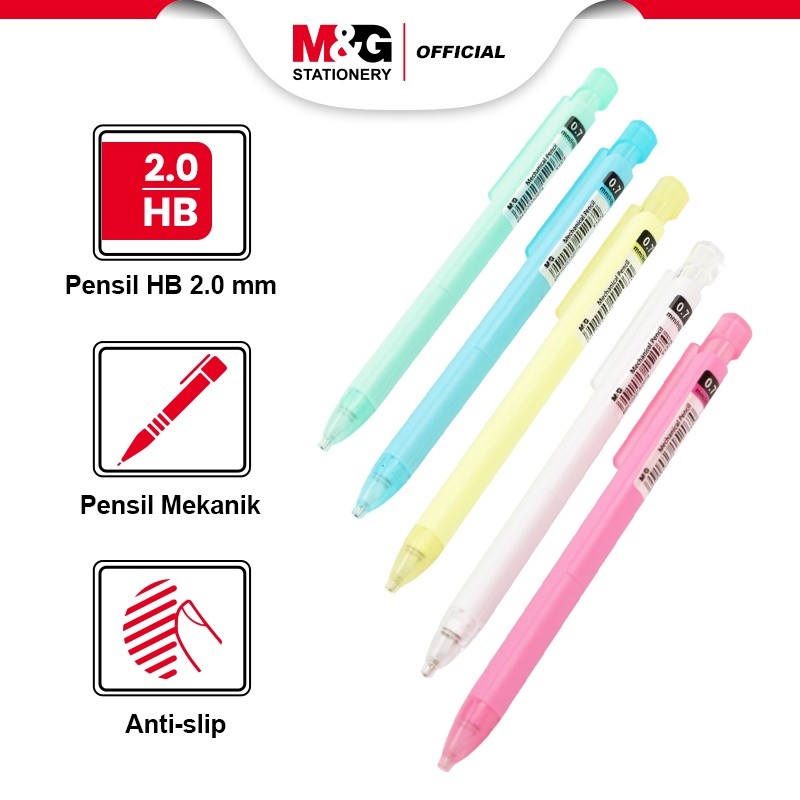 

M&G Pensil HB Mekanik Mechanical Pencil Desain Ergonomis Segitiga Non-Slip Grip