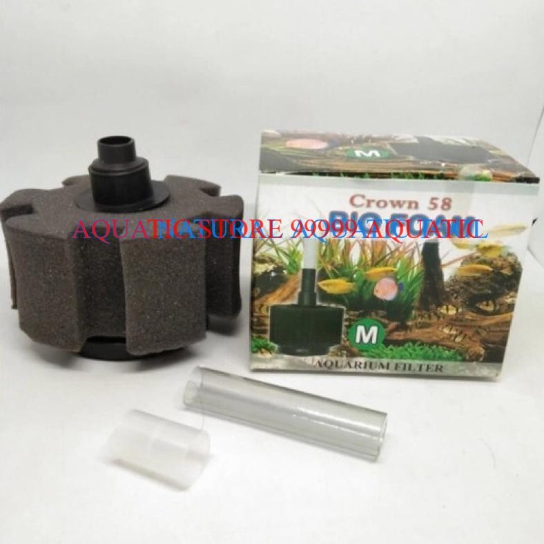PAKET LENGKAP AERATOR FILTER SPONGE BIOFOAM aquarium bio foam filter crown 58 medium M SELANG 1 METE