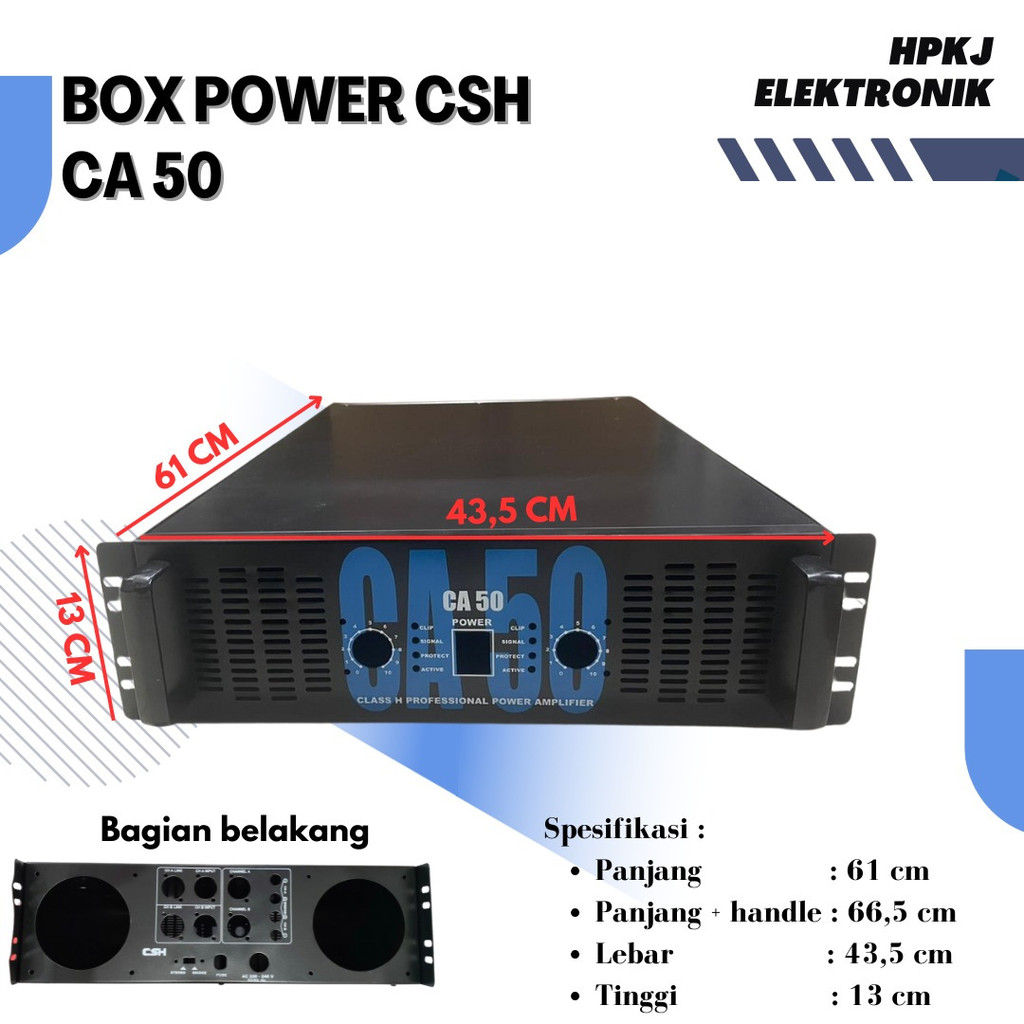 BOX POWER CA 50 CA50 2CH 2 CH 2 CHANLE AMPLIFIER + KNOP