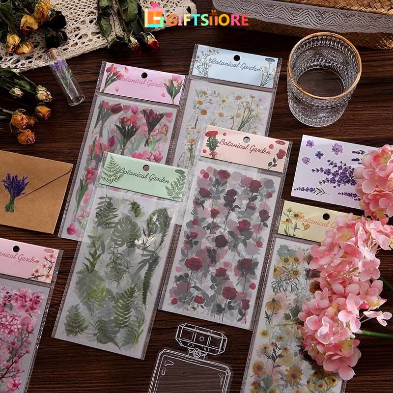 

CODStiker PET Bunga Vintage Bahan Scrapbook Stiker Tahan Air Dekorasi Piala Air-GS