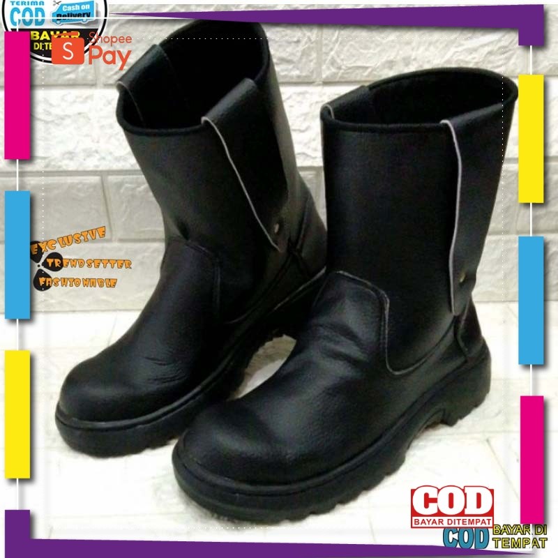 [PREMIUM ORIGINAL] COD Sepatu Septi Saveti Safety Boot King Shoes SKN Ujung Besi Kulit Buatan Impor 