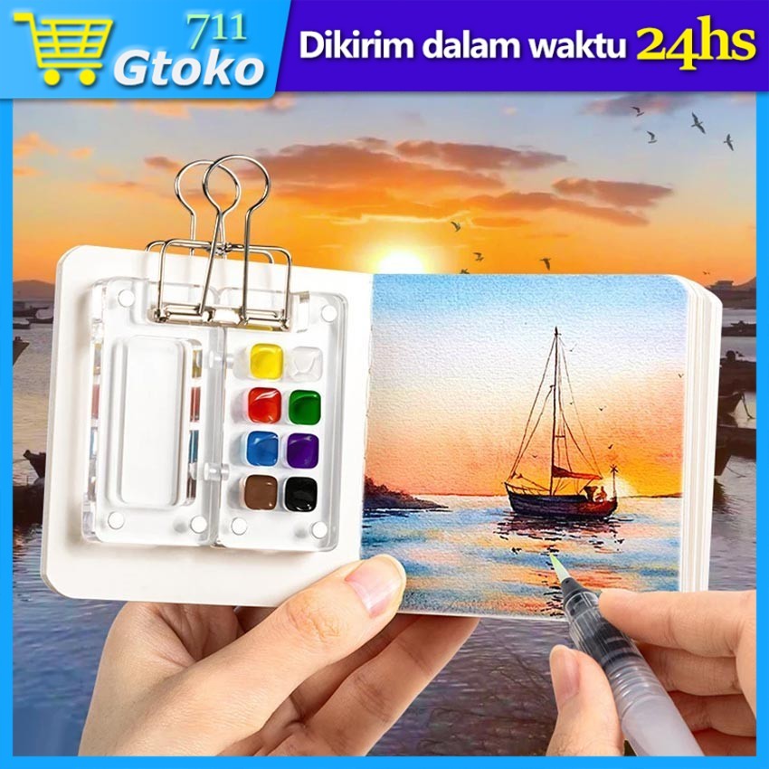 

Palet Lukis Akrilik Mini Portable Watercolor Painting Palette Cat Lukis Foldable Box 8 / 15 Grid