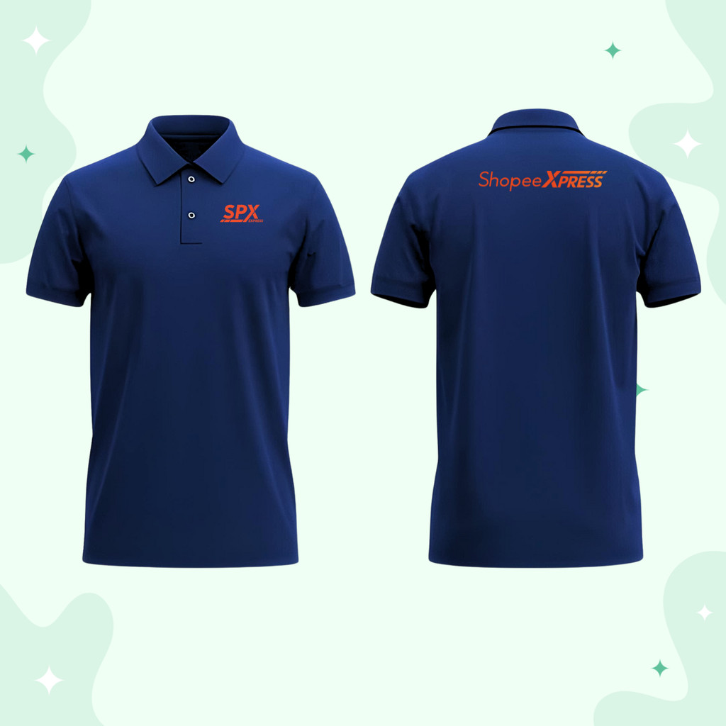 Baju Kaos Poloshirt Lengan Pendek Custom SABLON Logo SHOPEE EXPRESS - SPX FREE NAMA DAERAH Baju Kaos