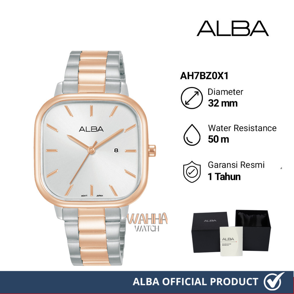Jam Tangan Wanita Alba Fashion AH7BZ0X1 Silver White Dial Dual Tone Stainless Steel Strap