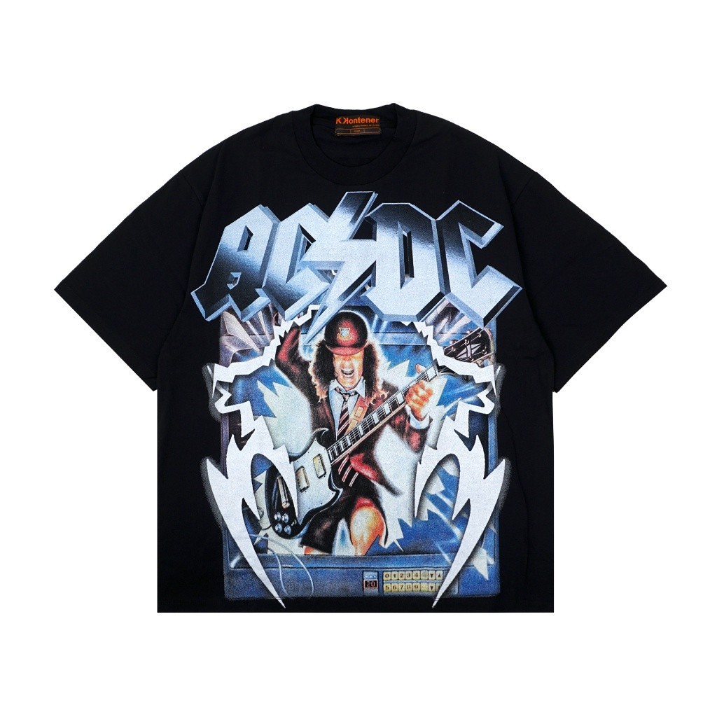 Pabrik kaos kustom Boxy ACDC Blue Oversize Tshirt Katun Nyaman