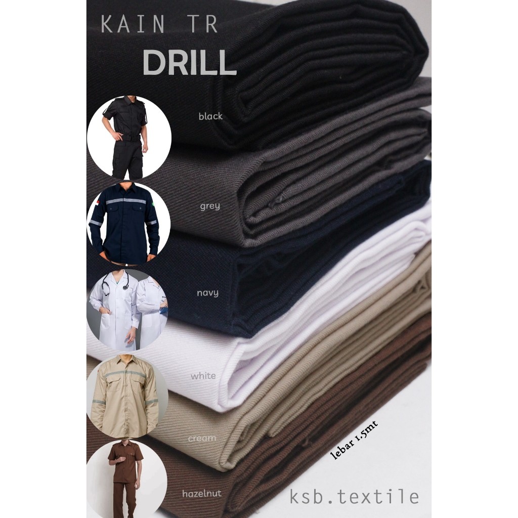 Kain DRILL PREMIUM / Bahan Seragam PDH PDL PNS Jas Almamater Wearpack Celana Baju Safari / TR anyama