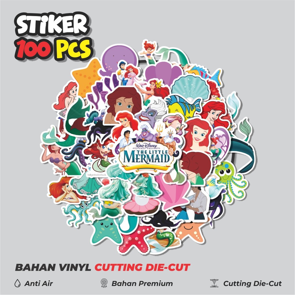 

Terbaru! 50 pcs Stiker Kartun Disney The Little Mermaid Ariel Dekorasi Lucu Kreatif untuk Notebook, Skateboard, HP