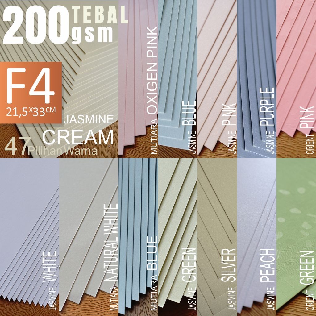 

Kertas jasmine folio f4 krem putih pink biru hijau ungu backdrop paper flower kerajinan multifungsi