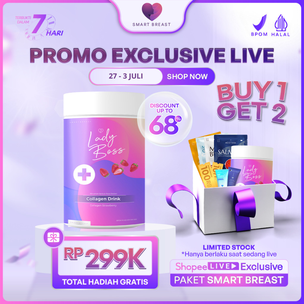 [PROMO LIVE] Smart Breast - Lady Boss Breast & Collagen Drink ( Suplemen Pembesar Pengencang Payudar