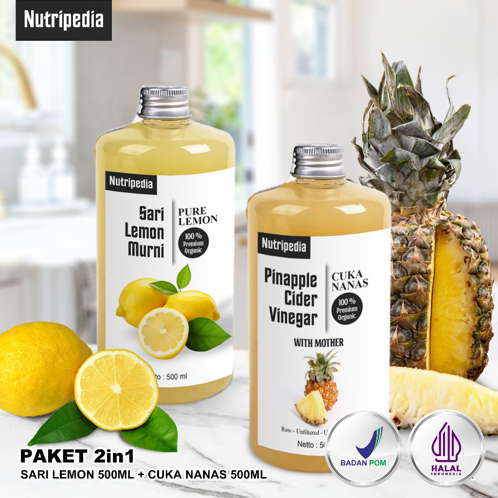 

Nutripedia - Paket Cuka Nanas 500ml Dan Sari Lemon 500ml