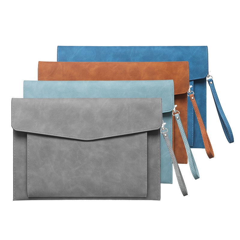 

A4 Leather Document Bag File Folder Large Capacity Business Briefcase Waterproof Laptop Cases Office Organizer