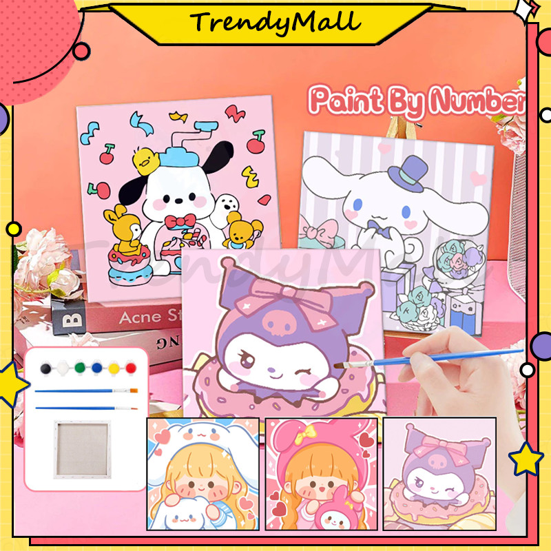

Paint By Number 20x20 Kartun Sanrio DIY Painting Kit Canvas Paint Set Aesthetic Kanvas Lukis