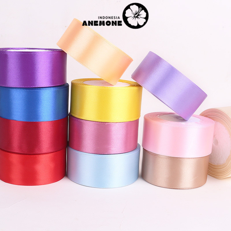 

ANEMONE - PTA8 SATIN Pita Satin Roll Motif Setangan Satin dan Transparan Modern Pita Kado 4cm/Pita Dekorasi Buket