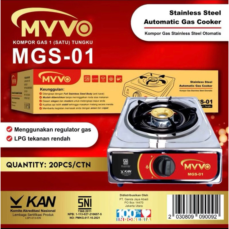 KOMPOR GAS 1 TUNGKU STAINLEES MGS-01 MYVO