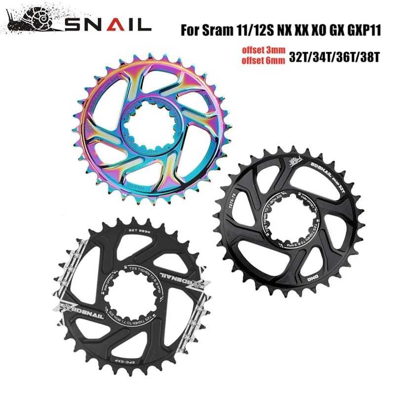Snail Chainring GXP Direct Mount SRAM 32 34 36 38 40T Offset 3mm Narrow Wide Crank X9 XO XX Sepeda