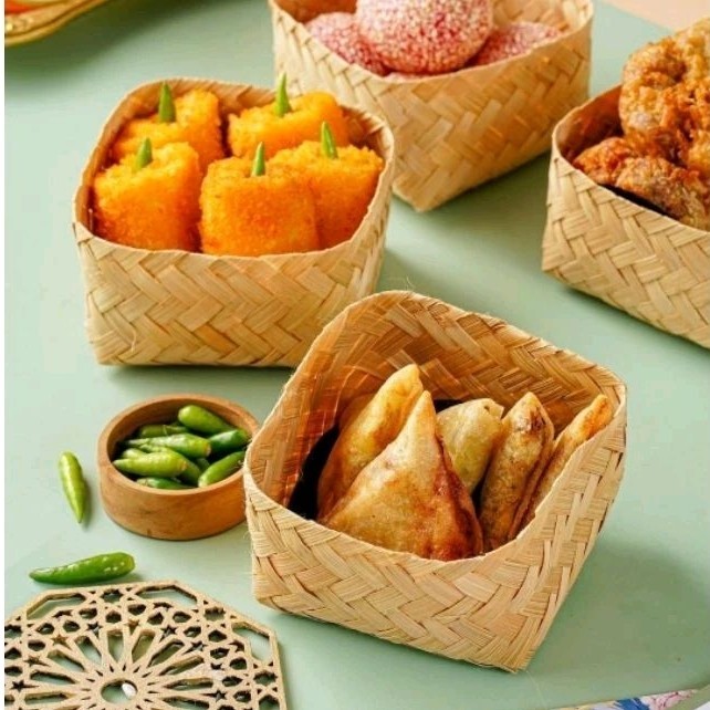 Besek Bambu 12x12 Natural / Besek Nasi Dan Snack Box (Harga 1 Besek, Bukan Sepasang) | Kerajinan Bes