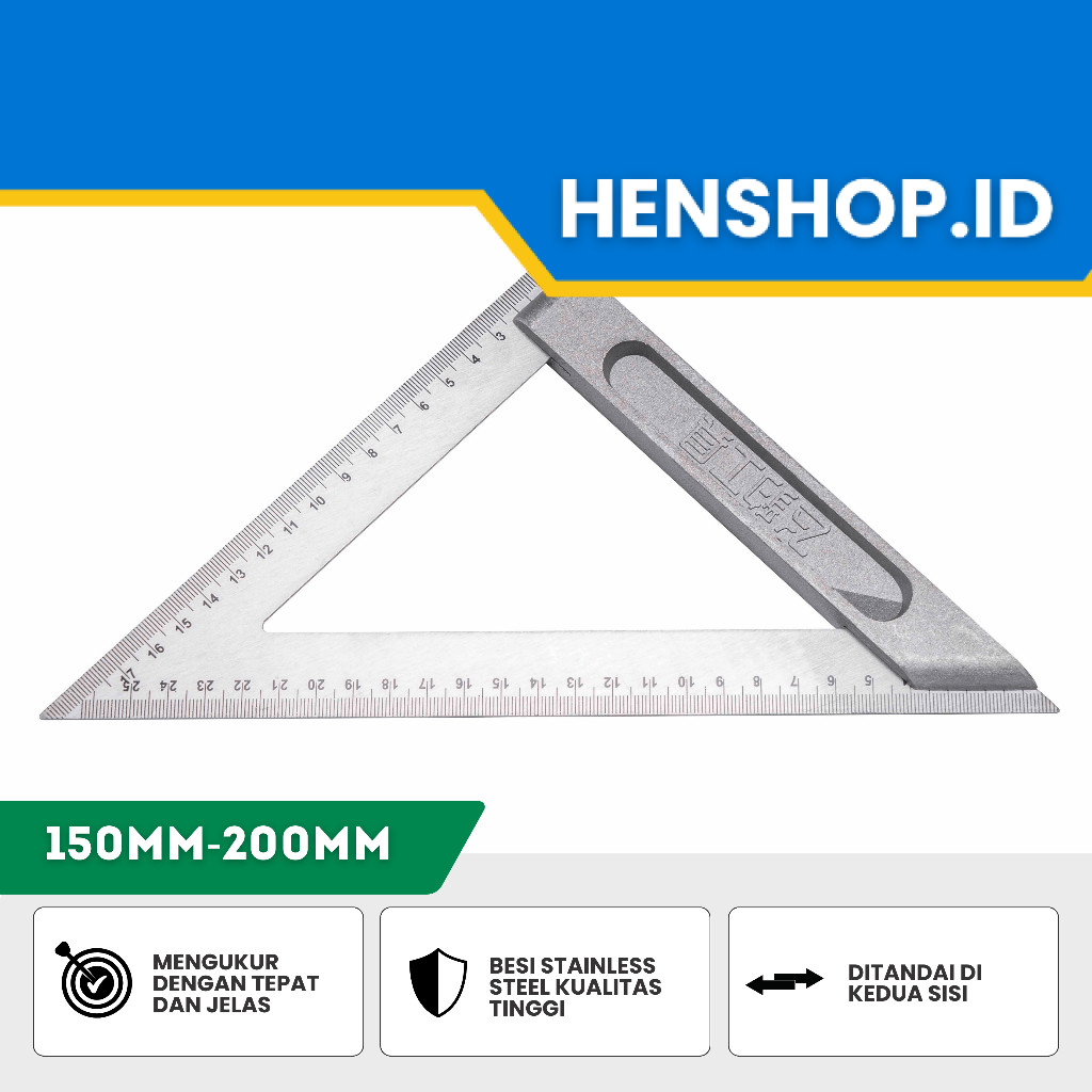 

Feibao Penggaris Segitiga Siku Besi 150 - 200mm / Steel Triangle Ruler / Penggaris Siku Tukang / F42-3091