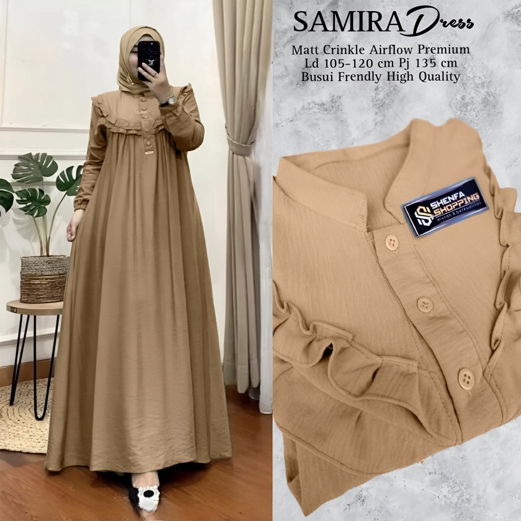 GAMIS CRINKLE AIRFLOW TERBARU 2025 GAMIS MUSLIM WANITA WANITA SIMPLE  ELEGAN - BAJU MUSLIM LEBARAN