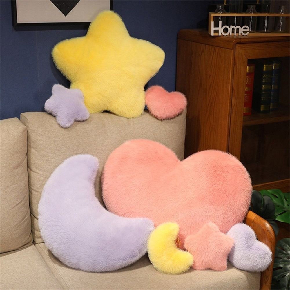 

New Moon Pattern Heart Plush Pillow Pink Color Star Shape Soft Pillow Soft PP Cotton Stuffed Pillow Valentines Day