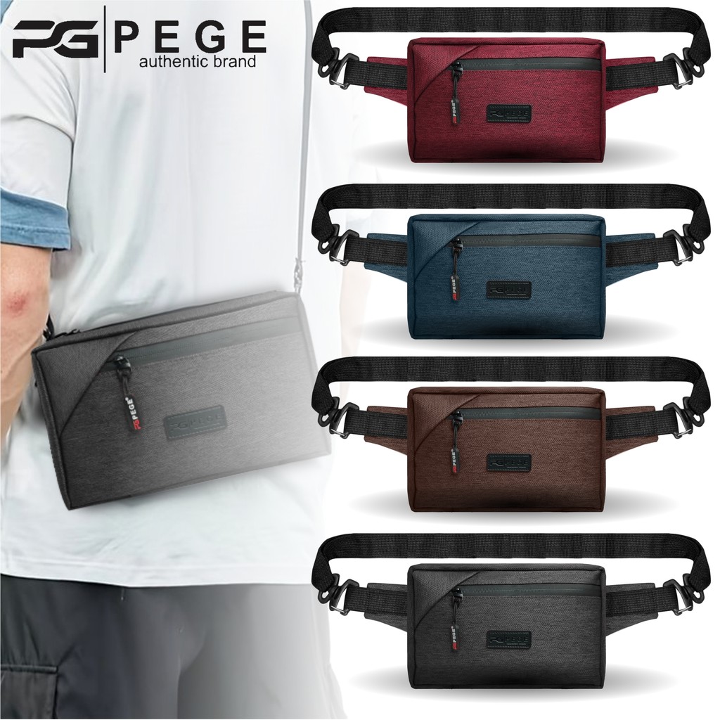 Tas Tangan Handbag PEGE Hero Selempang Waistbag Bahan Kanvas 3IN1 Pria Wanita- PG 9057