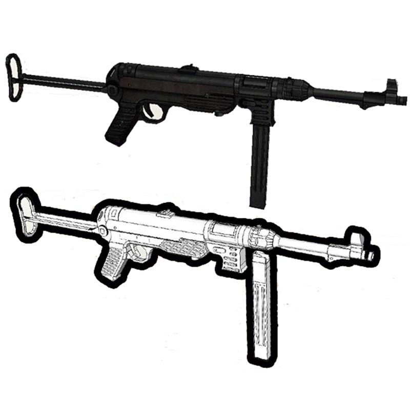 MP40 Submachine Gun Model Scale 1: 1 DIY Handmade Paper Toy Casual Puzzle Decoration