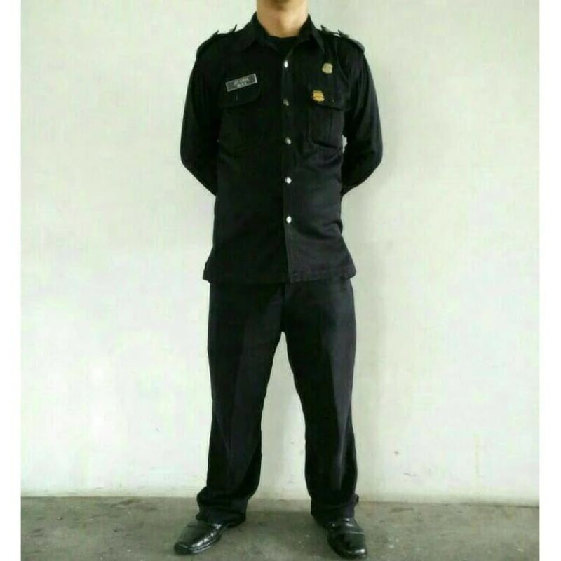 Mssashop Seragam Safari hitam Baju Safari Setelan Safari Security Seragam Satpam Baju Sekurity Baju 