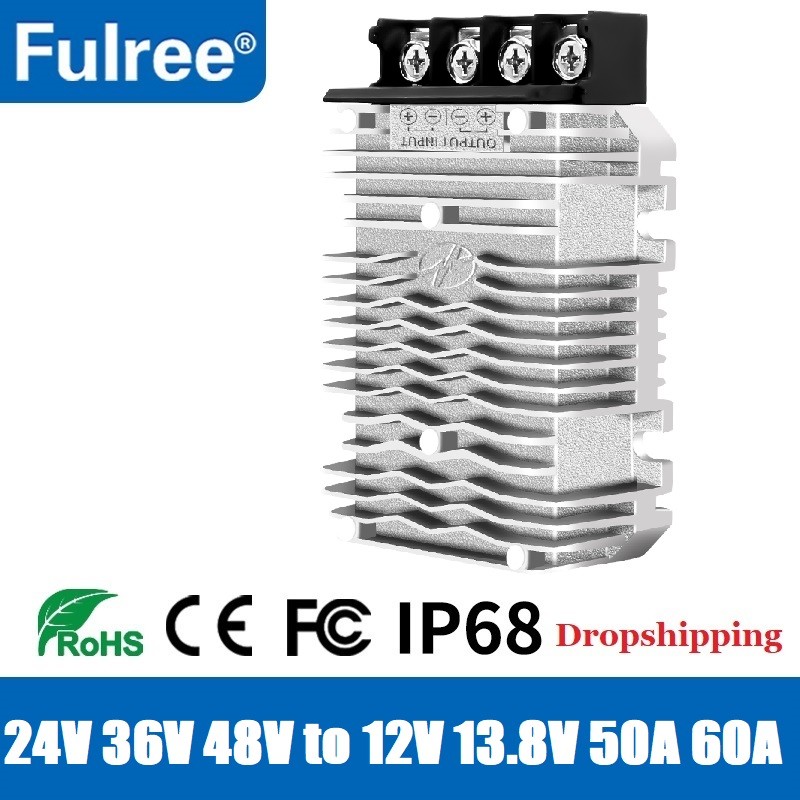 Fulree® 24V 36V 48V to 12V 13.8V 50A 60A DC-DC Step-down Buck Converter Golf Car Voltage Regulator 2