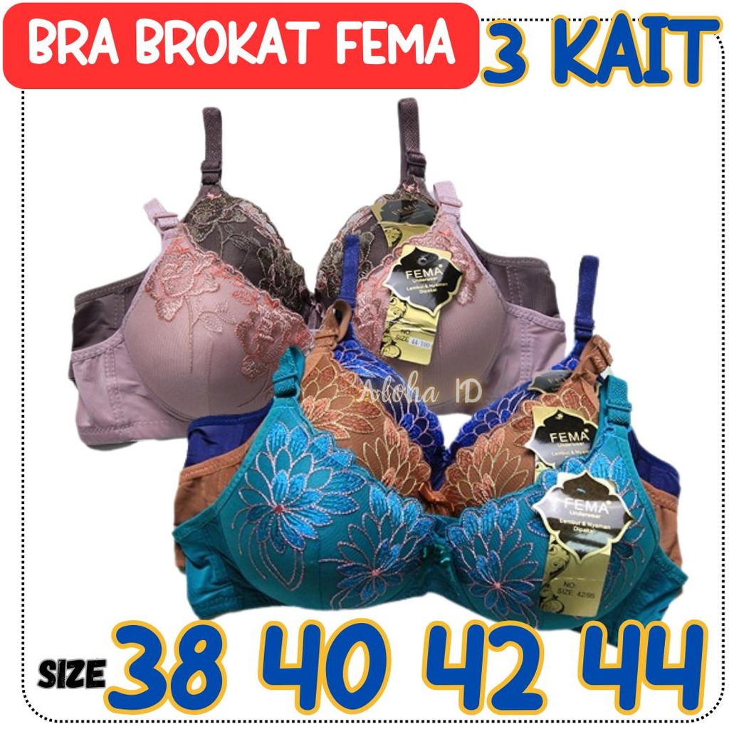 Terlaris Bra Kait 3 Bordir Premium Brokat BH Wanita Premium Fema Busa Tipis Bordir Bunga Adem dan Ny