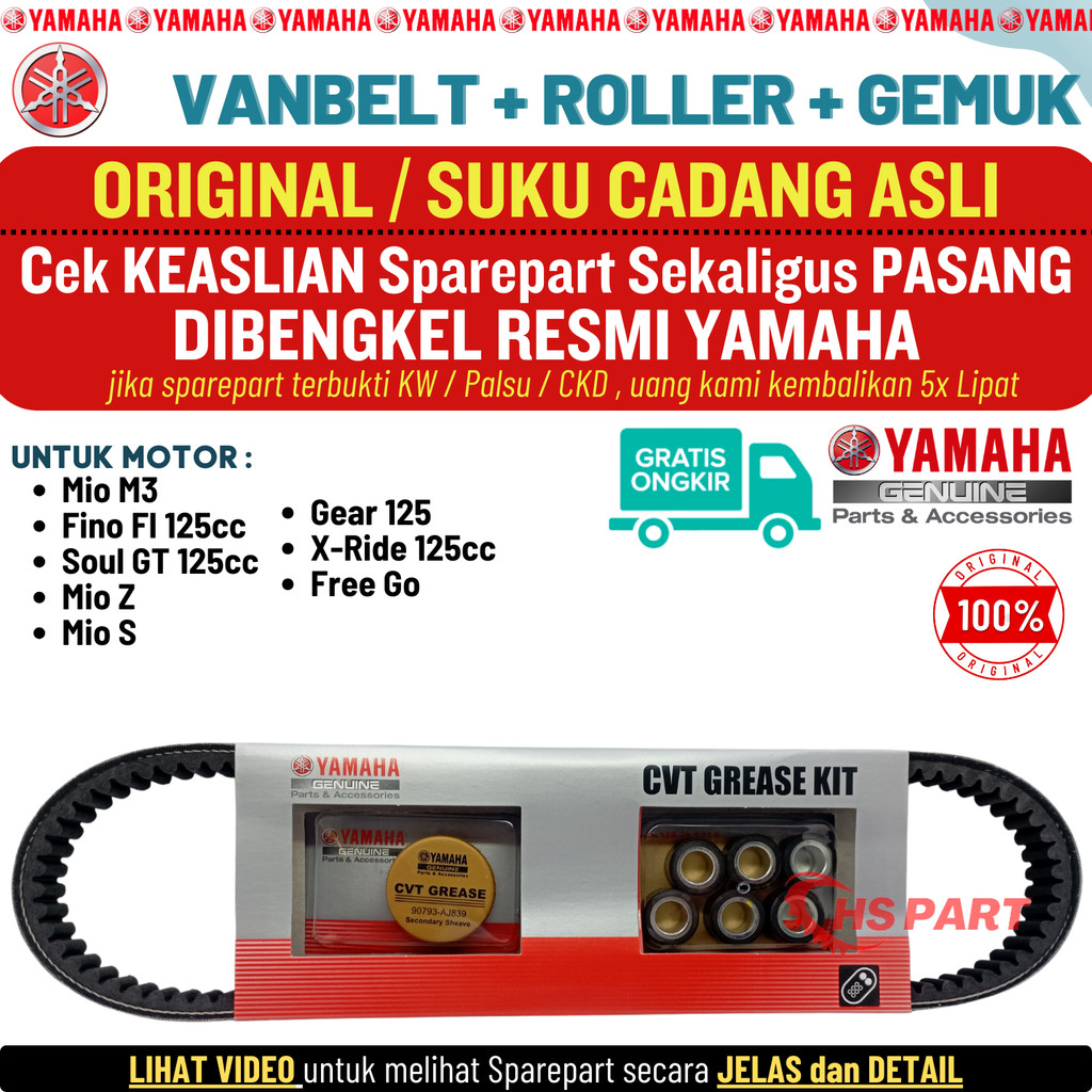 Vanbelt V belt Roller Roler Gemuk Mio M3 Fino Soul GT 125 Original Mio Z Xride 125 Freego Ori Yamaha