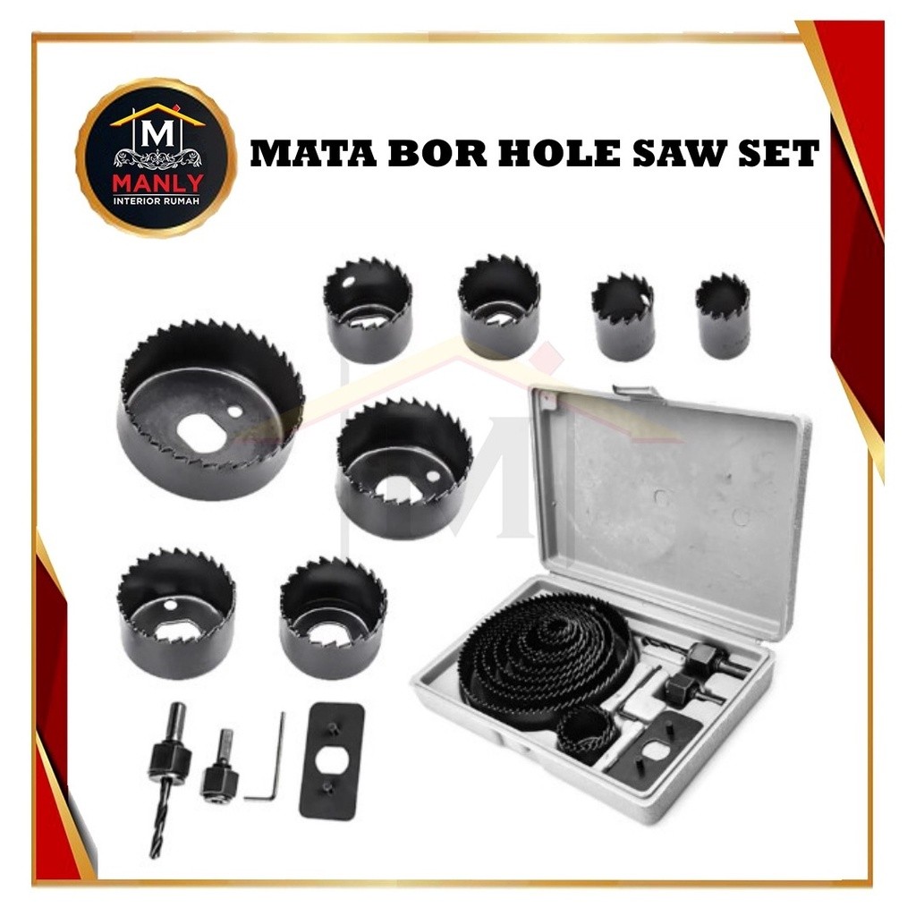 Mata Bor Hole Saw Kit 16 pcs Hole Saw Kit Set 16Pcs Mata Bor Pelubang Kayu PVC Hidroponik