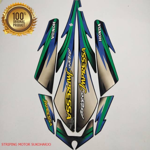 (ORI) striping honda astrea grand impressa 1997 1998 hitam lis hijau  kualitas original