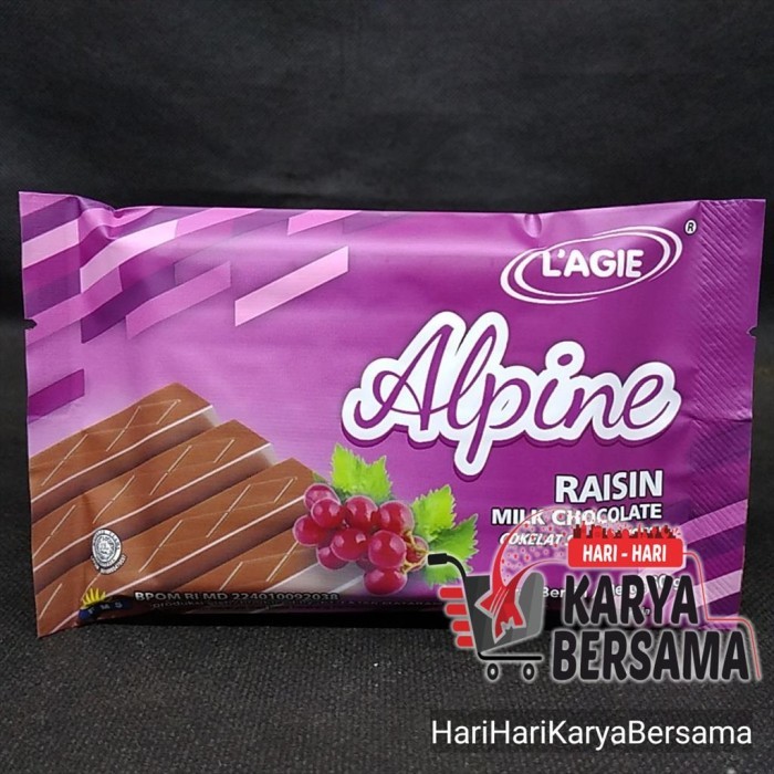 

MAKANAN RINGAN CHOCOLATE L'AGIE ALPINE RAISIN MILK CHOCOLATE BAR 60GR