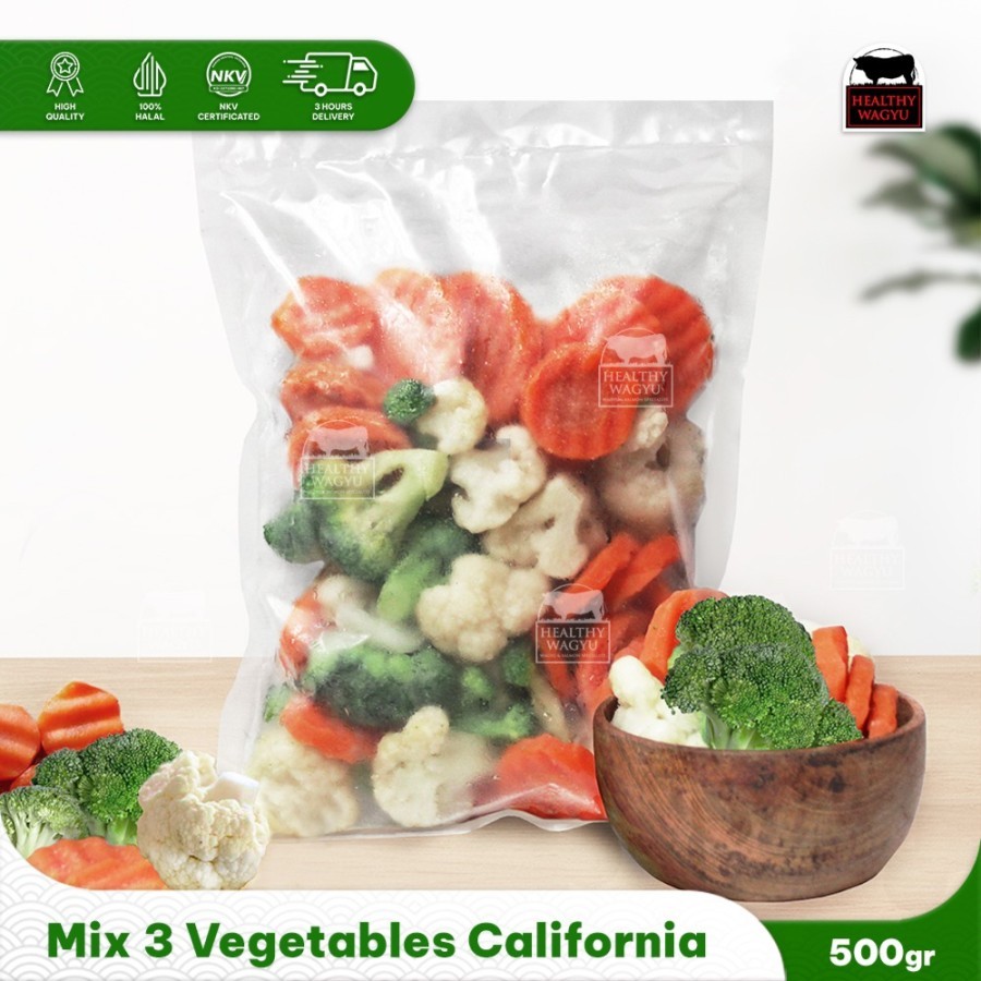 

California Mix Vegetables Broccoli Cauliflower Carrots Sayuran Beku Siap Masak 500gr Healthy Wagyu