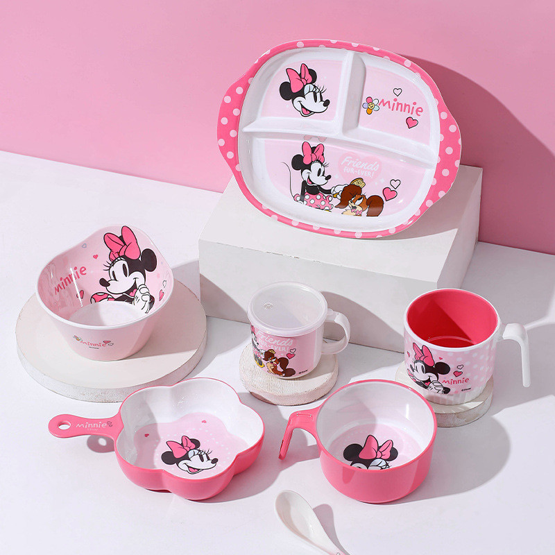 Mangkok Piring Sendok Gelas Anak Melamin Karakter Minnie Mouse